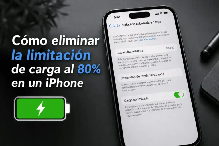 Cómo eliminar la limitación de carga al 80 en un iPhone