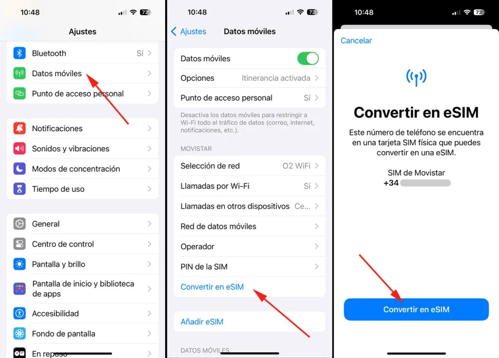 convertir en eSIM en iPhone